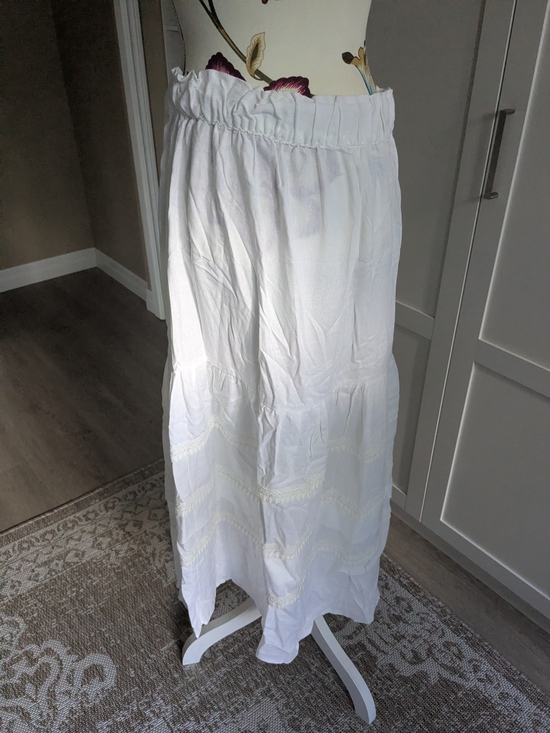 4Our Dreamers Dresses & Skirts - 4Our Dreamers Women's White Tiered Maxi Skirt with Elastic Waist